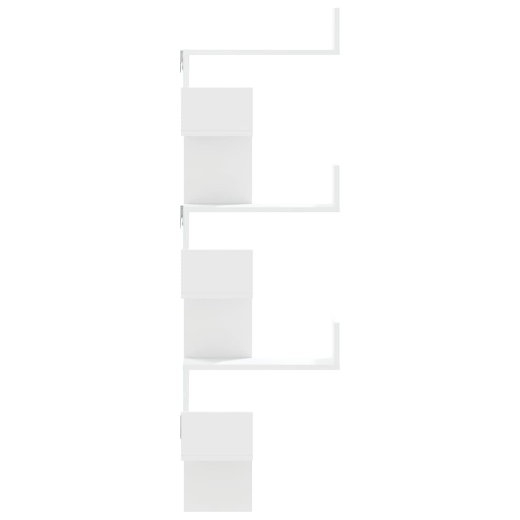 vidaXL Γωνιακή Ραφιέρα Τοίχου Λευκή 45x45x147 εκ. από Επεξ. Ξύλο