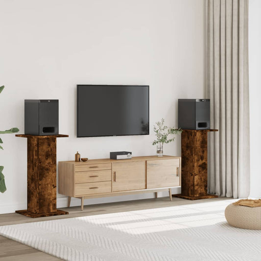 vidaXL Βάσεις Ηχείων 2Τεμ. Καπνιστή Δρυς 30x30x80εκ Επεξεργασμένο Ξύλο