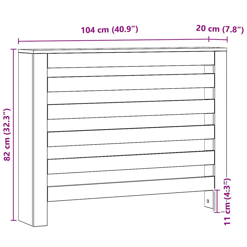 vidaXL Κάλυμμα Καλοριφέρ Αρτισιανή Δρυς 104x20x82εκ Επεξεργασμένο Ξύλο