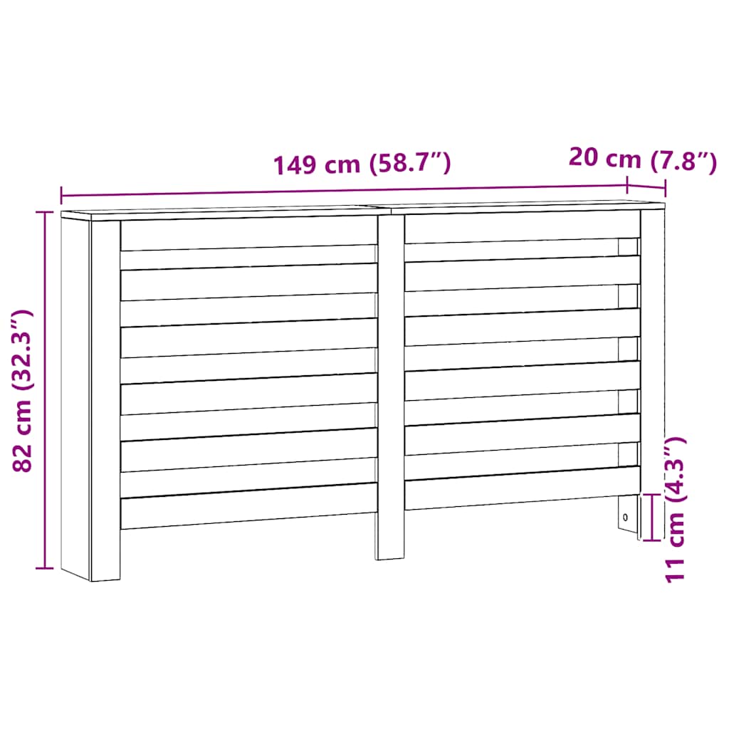 vidaXL Κάλυμμα Καλοριφέρ Αρτισιανή Δρυς 149x20x82εκ Επεξεργασμένο Ξύλο