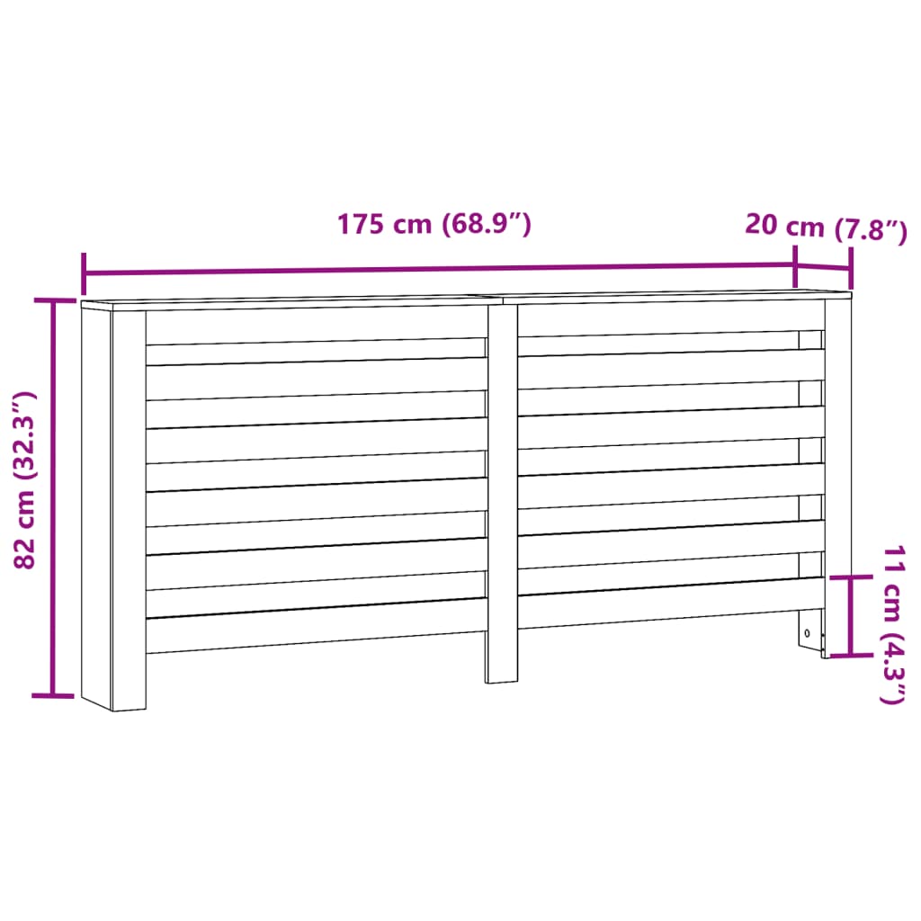 vidaXL Κάλυμμα Καλοριφέρ Γκρι Σκυροδέματος 175x20x82 εκ. Επεξ. Ξύλο