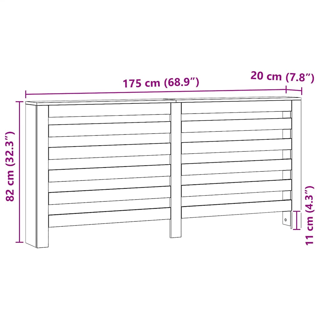 vidaXL Κάλυμμα Καλοριφέρ Αρτισιανή Δρυς 175x20x82εκ Επεξεργασμένο Ξύλο