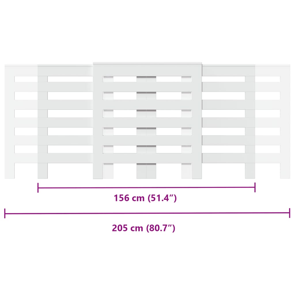 vidaXL Κάλυμμα Καλοριφέρ Λευκό 205x21,5x83,5εκ. από Επεξεργασμένο Ξύλο