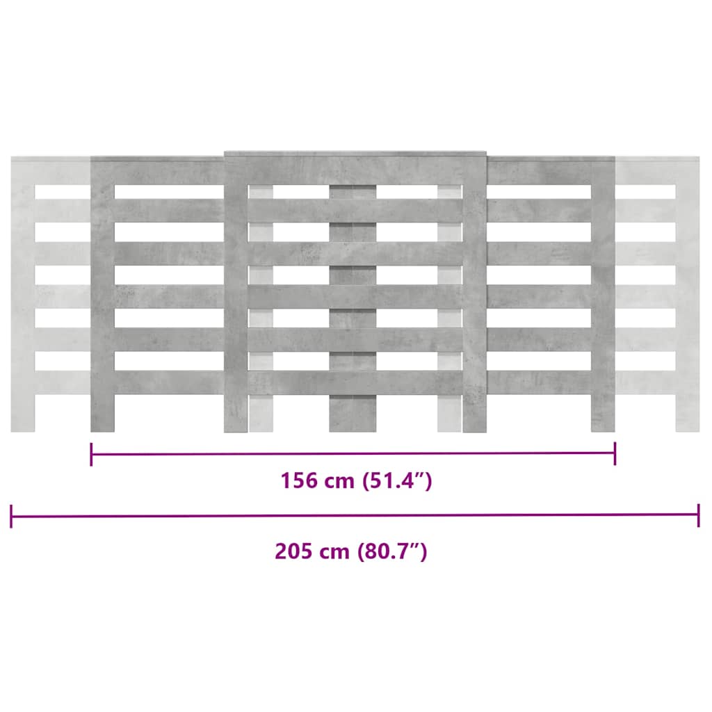 vidaXL Κάλυμμα Καλοριφέρ Γκρι Σκυροδέματος 205x21,5x83,5εκ. Επεξ. Ξύλο