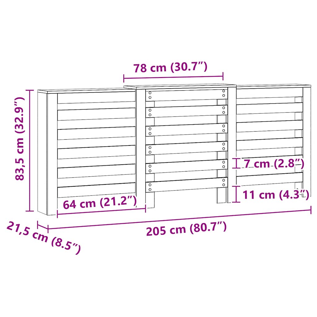 vidaXL Κάλυμμα Καλοριφέρ Αρτισιανή Δρυς 205x21,5x83,5 εκ Επεξ. Ξύλο
