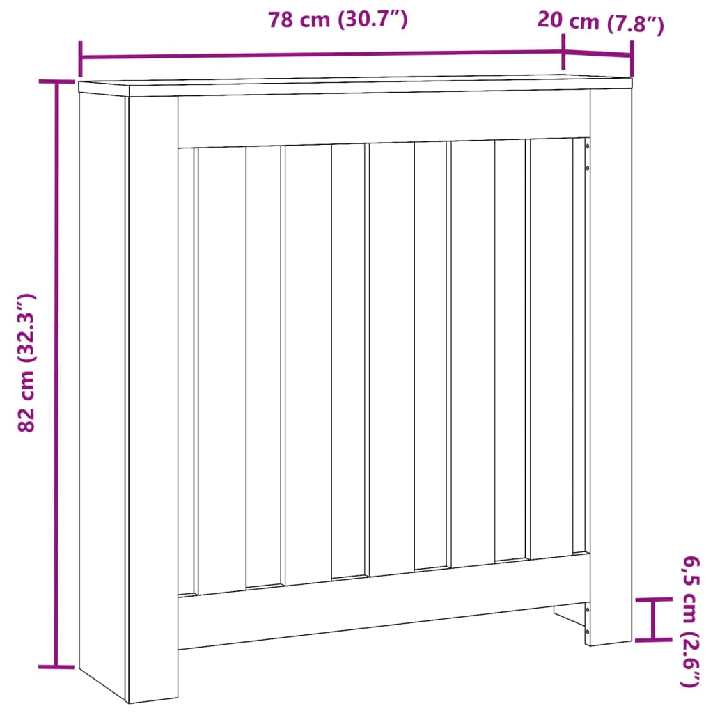vidaXL Κάλυμμα Καλοριφέρ Sonoma Δρυς 78x20x82 εκ. Επεξεργασμένο Ξύλο