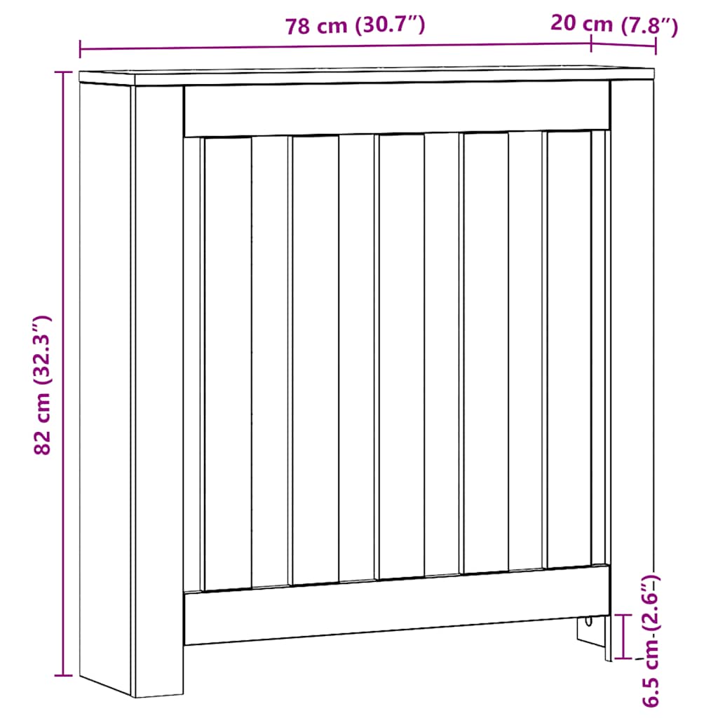 vidaXL Κάλυμμα Καλοριφέρ Αρτισιανή Δρυς 78x20x82 εκ Επεξεργασμένο Ξύλο
