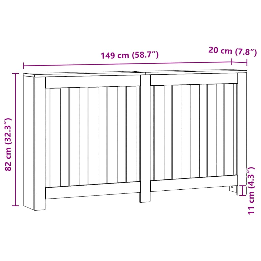 vidaXL Κάλυμμα Καλοριφέρ Αρτισιανή Δρυς 149x20x82εκ Επεξεργασμένο Ξύλο