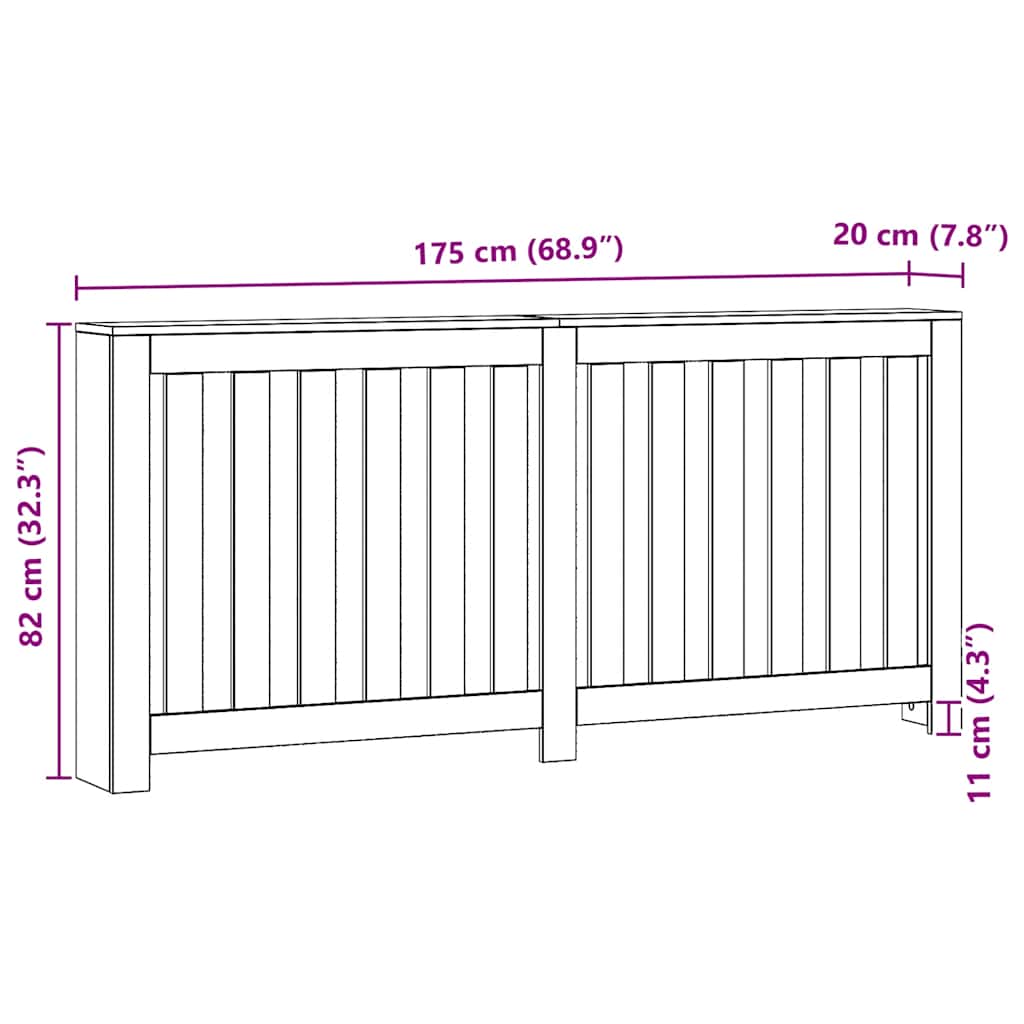 vidaXL Κάλυμμα Καλοριφέρ Αρτισιανή Δρυς 175x20x82εκ Επεξεργασμένο Ξύλο