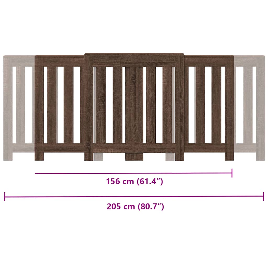 vidaXL Κάλυμμα Καλοριφέρ Καφέ Δρυς 205x21,5x83,5εκ. Επεξεργασμένο Ξύλο