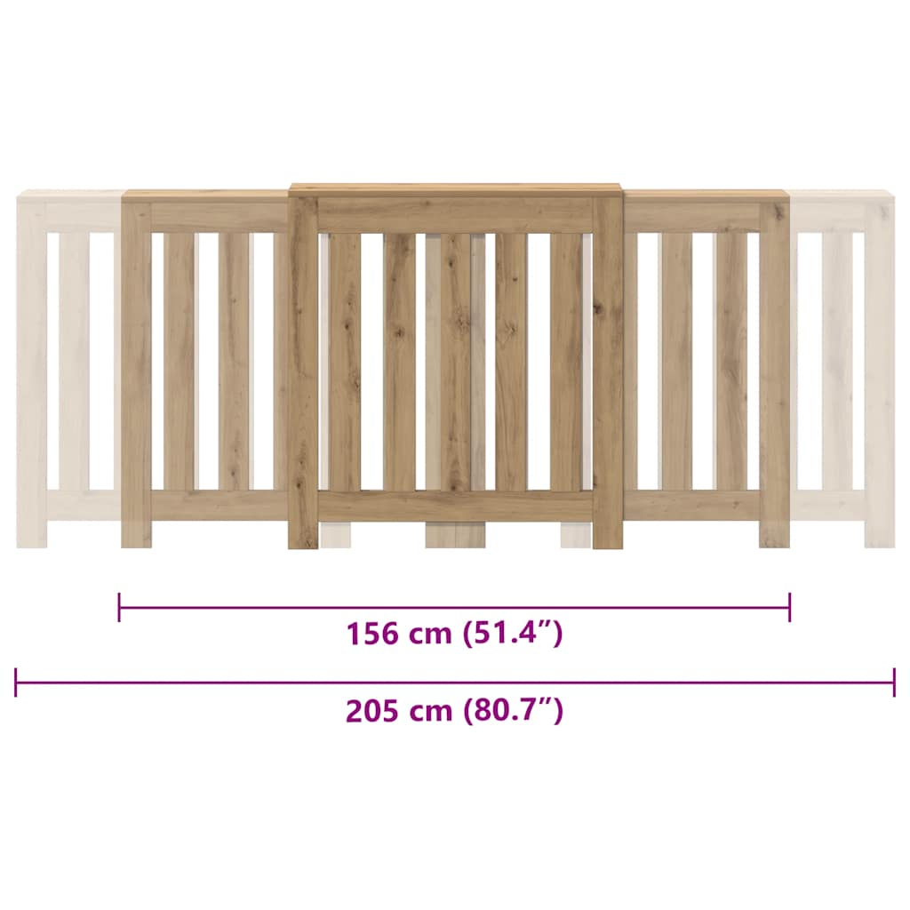 vidaXL Κάλυμμα Καλοριφέρ Αρτισιανή Δρυς 205x21,5x83,5 εκ Επεξ. Ξύλο