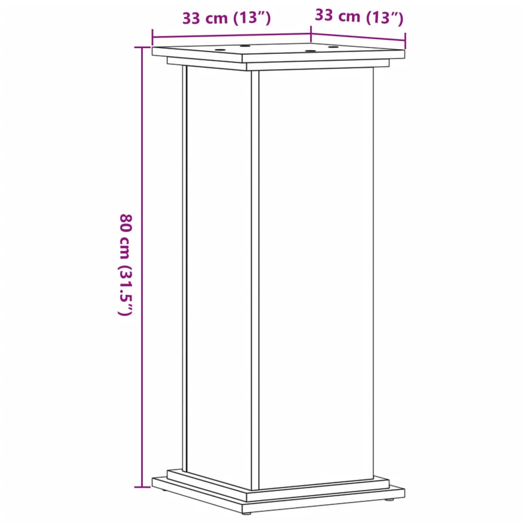 vidaXL Βάσεις Φυτών Γκρι Sonoma 33x33x80 εκ. Επεξεργασμένο Ξύλο
