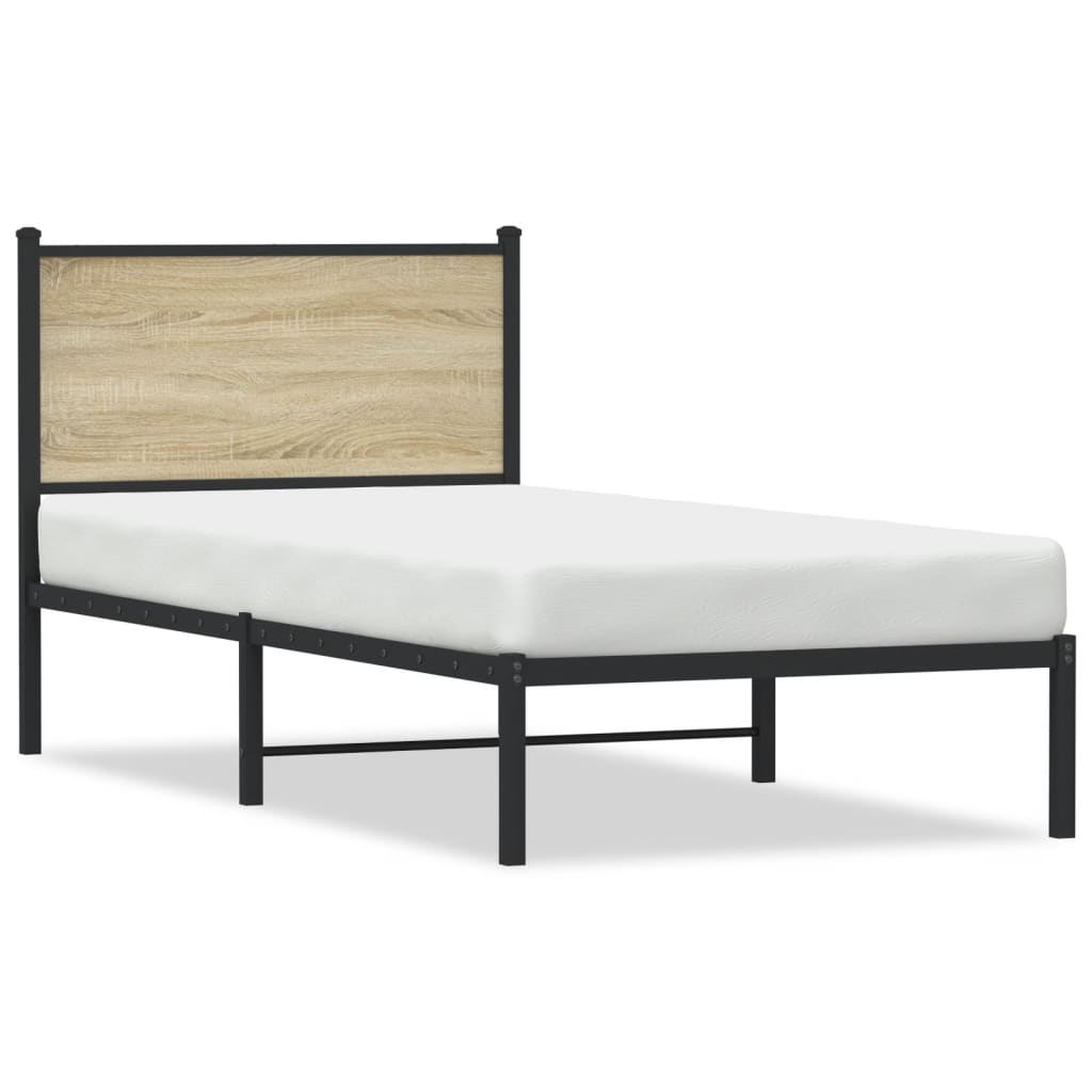 vidaXL Σκελετός Κρεβ. Χωρίς Στρώμα Sonoma Δρυς 75x190 εκ. Μεταλλικό