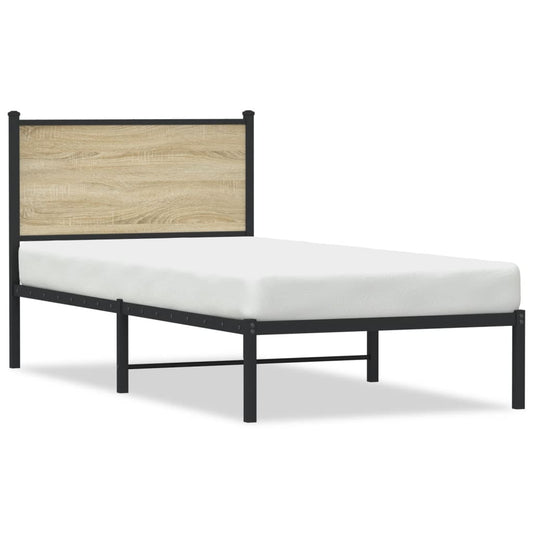 vidaXL Σκελετός Κρεβ. Χωρίς Στρώμα Sonoma Δρυς 75x190 εκ. Μεταλλικό