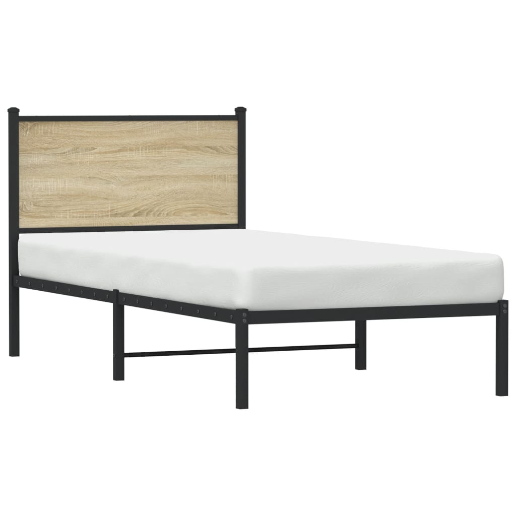 vidaXL Σκελετός Κρεβ. Χωρίς Στρώμα Sonoma Δρυς 75x190 εκ. Μεταλλικό