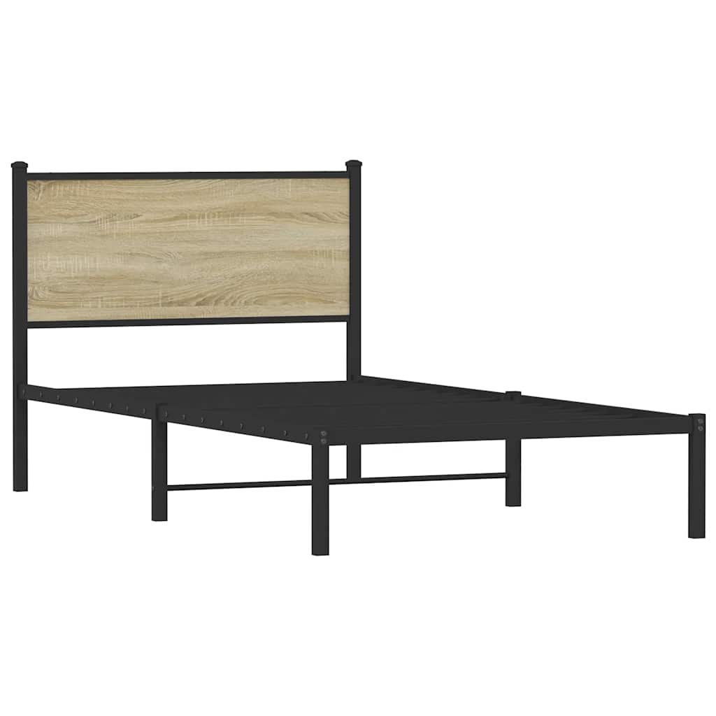 vidaXL Σκελετός Κρεβ. Χωρίς Στρώμα Sonoma Δρυς 100x190 εκ. Μεταλλικό