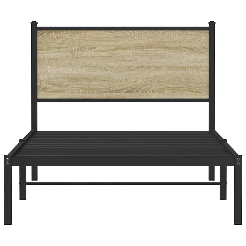 vidaXL Σκελετός Κρεβ. Χωρίς Στρώμα Sonoma Δρυς 100x190 εκ. Μεταλλικό