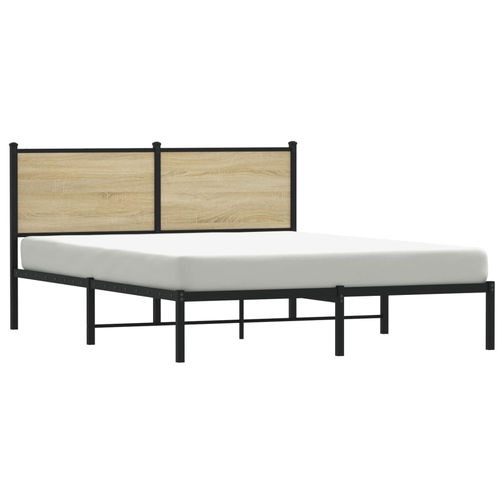 vidaXL Σκελετός Κρεβ. Χωρίς Στρώμα Sonoma Δρυς 140x200 εκ. Μεταλλικό