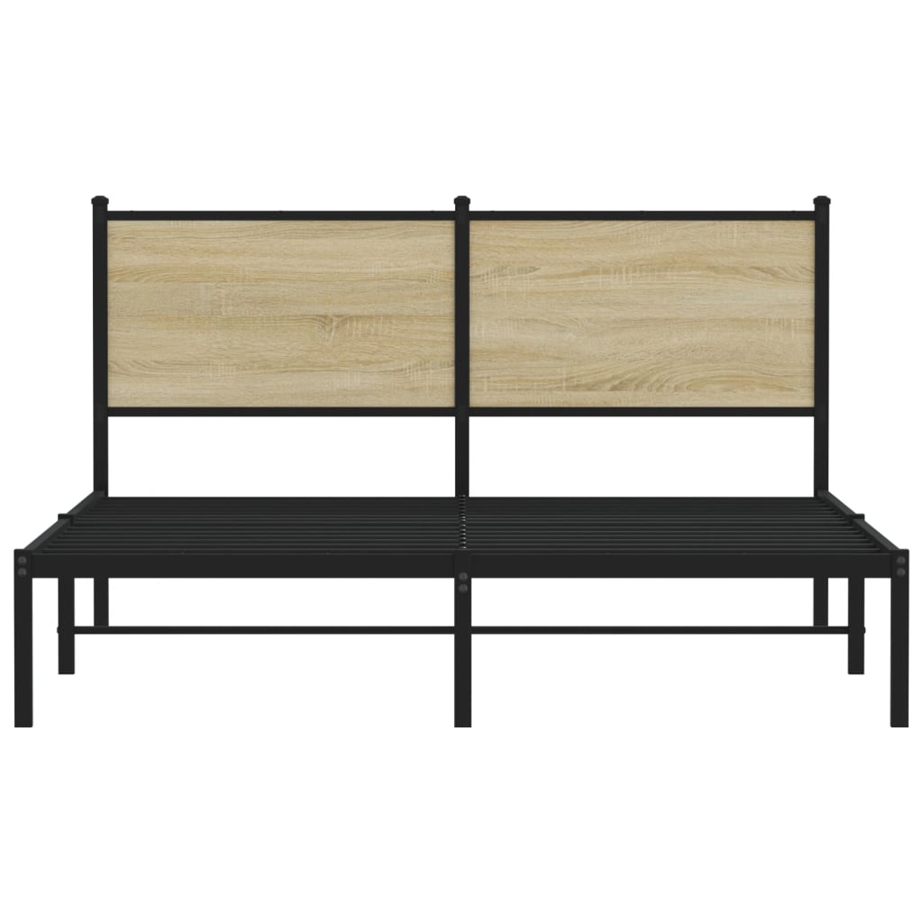 vidaXL Σκελετός Κρεβ. Χωρίς Στρώμα Sonoma Δρυς 140x200 εκ. Μεταλλικό