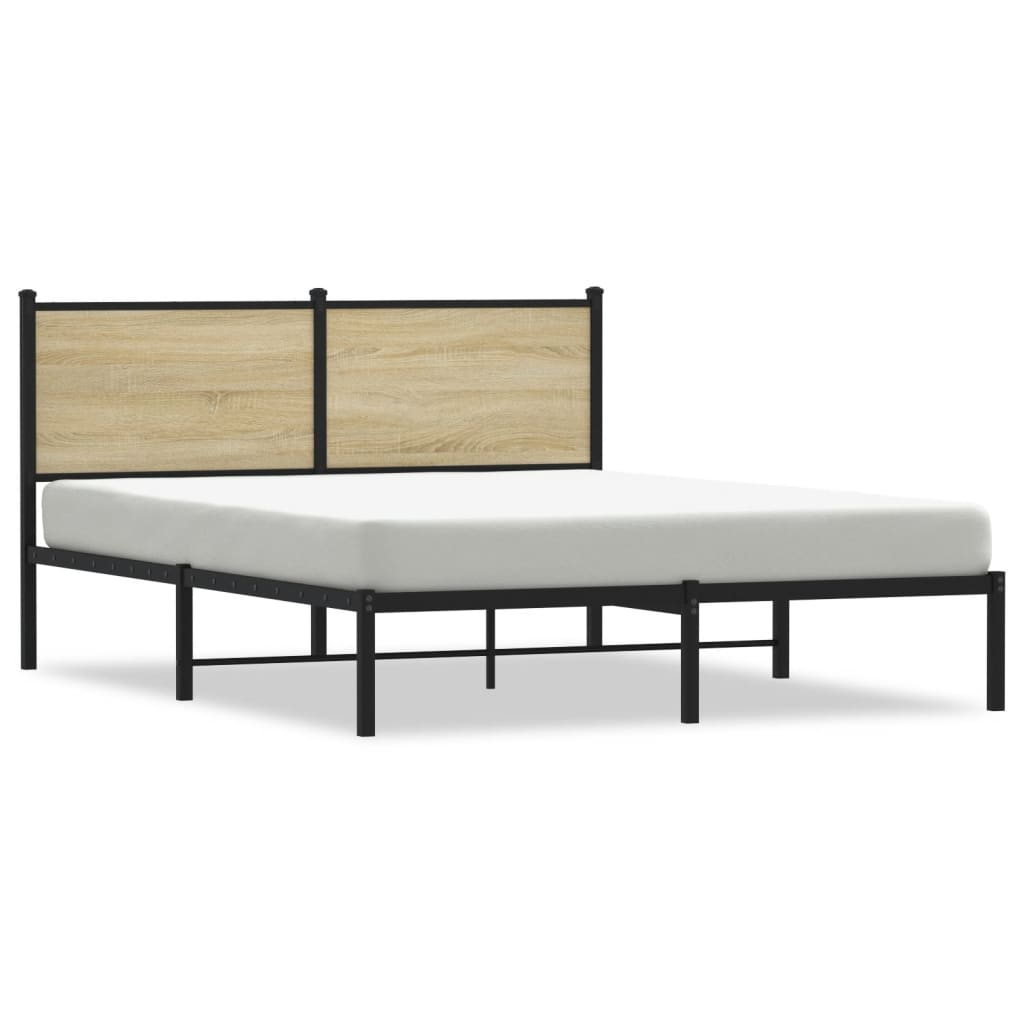 vidaXL Σκελετός Κρεβ. Χωρίς Στρώμα Sonoma Δρυς 150x200 εκ. Μεταλλικό