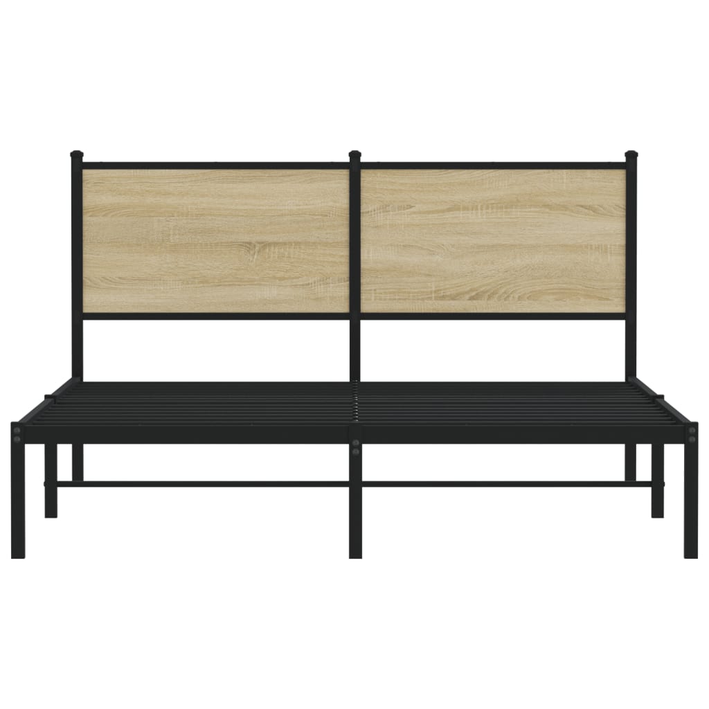 vidaXL Σκελετός Κρεβ. Χωρίς Στρώμα Sonoma Δρυς 150x200 εκ. Μεταλλικό