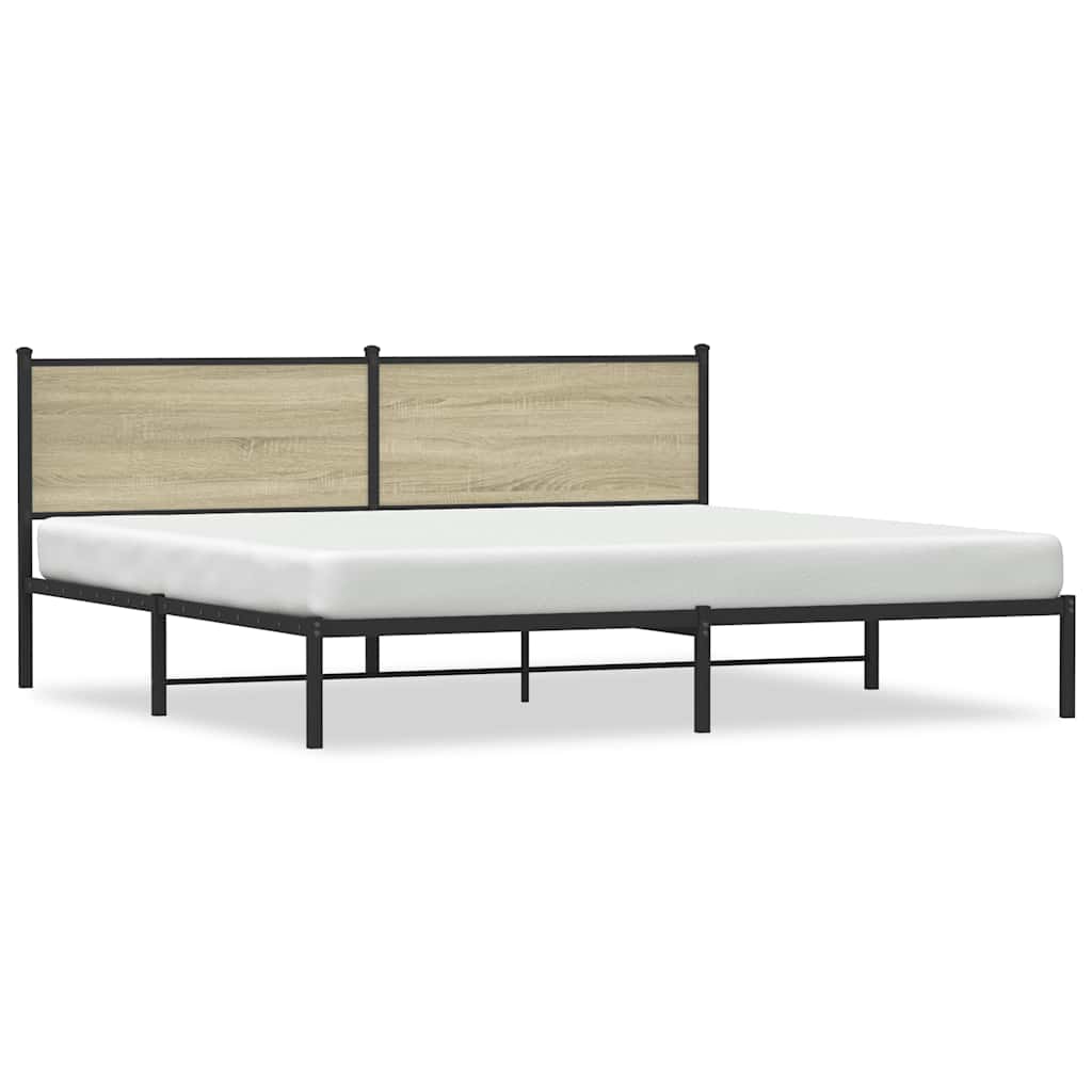 vidaXL Σκελετός Κρεβ. Χωρίς Στρώμα Sonoma Δρυς 193x203 εκ. Μεταλλικό