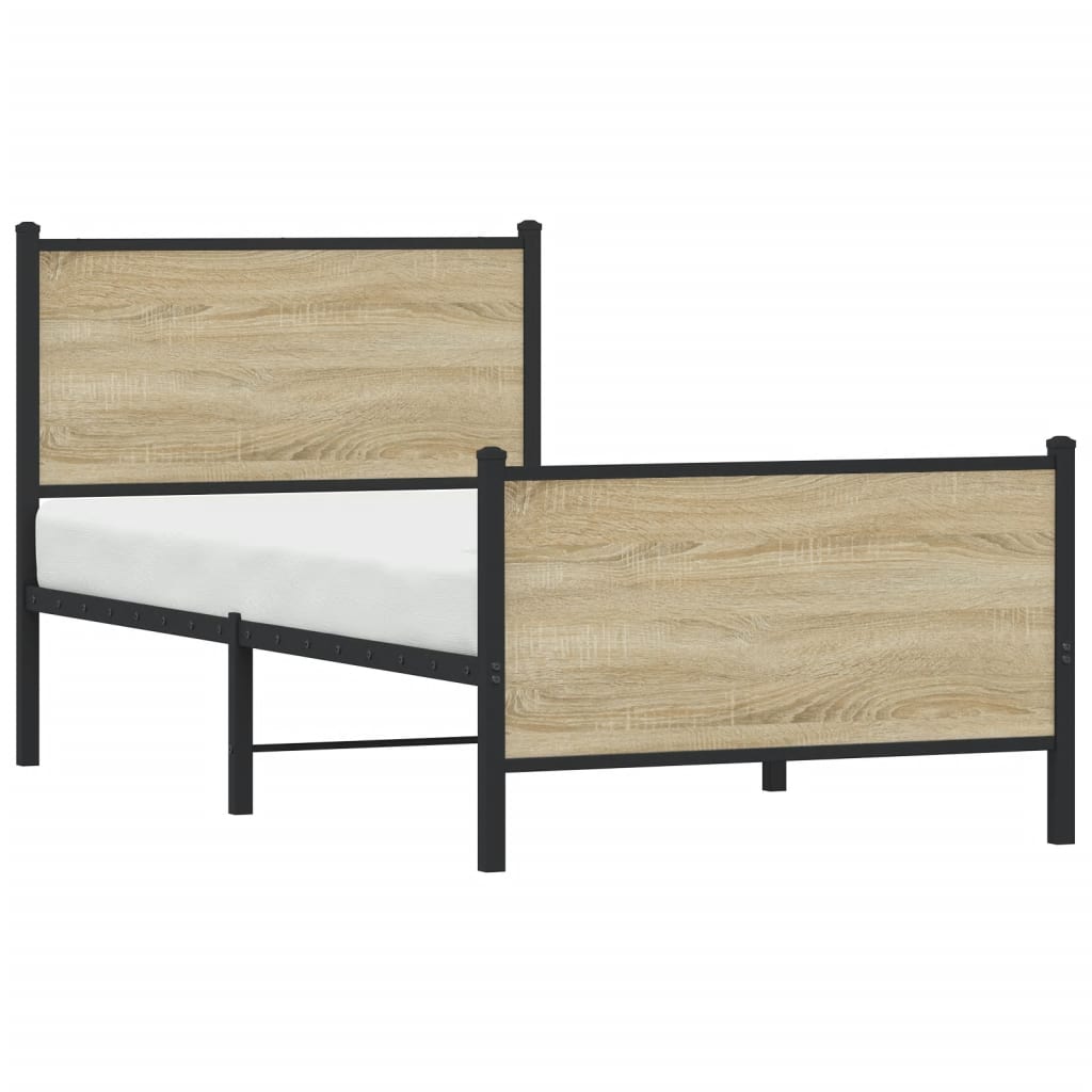 vidaXL Σκελετός Κρεβ. Χωρίς Στρώμα Sonoma Δρυς 75x190 εκ. Μεταλλικό