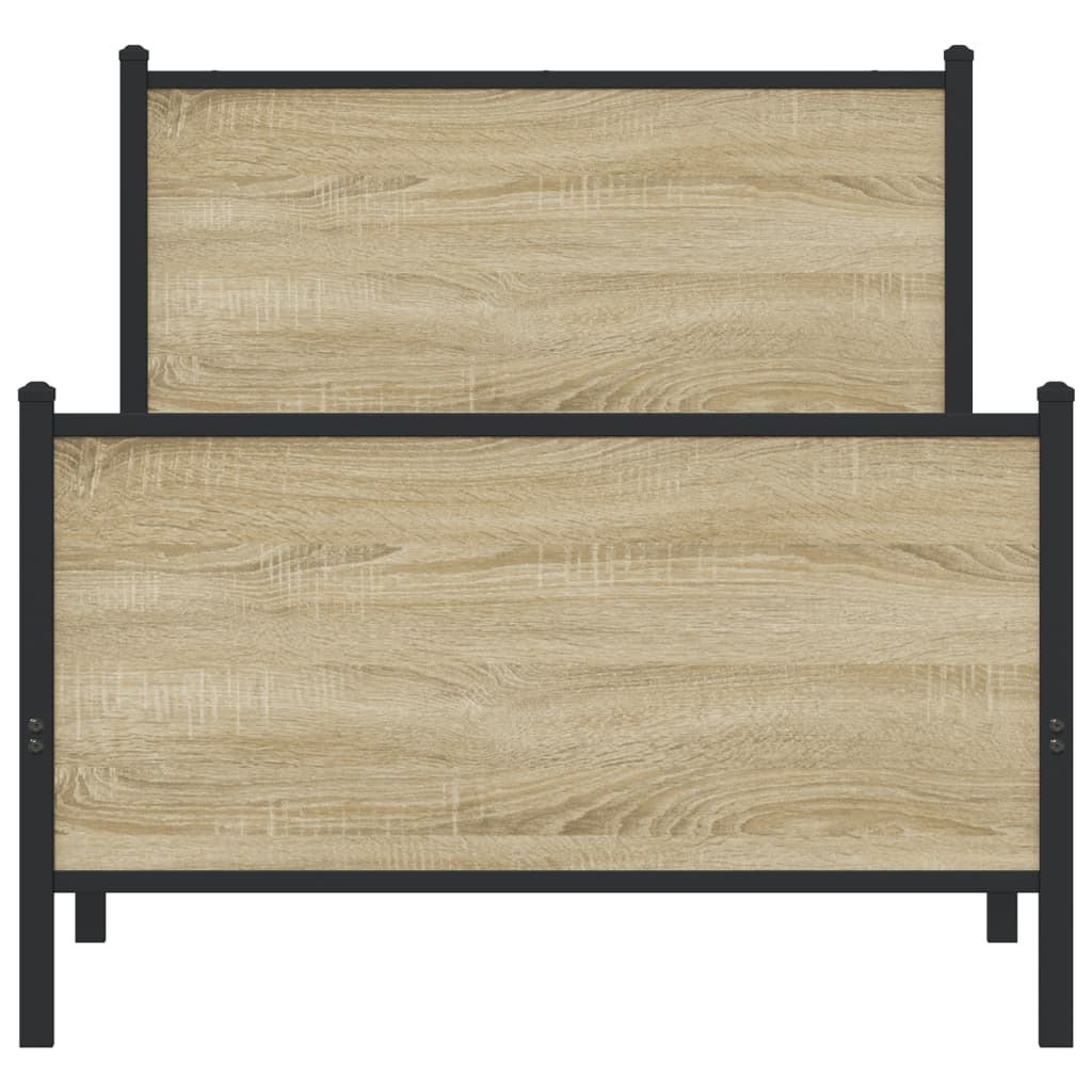 vidaXL Σκελετός Κρεβ. Χωρίς Στρώμα Sonoma Δρυς 75x190 εκ. Μεταλλικό