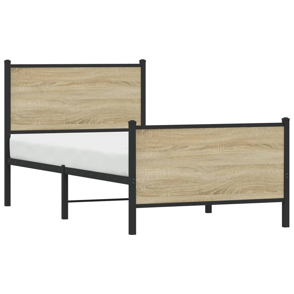 vidaXL Σκελετός Κρεβ. Χωρίς Στρώμα Sonoma Δρυς 90x200 εκ. Μεταλλικό