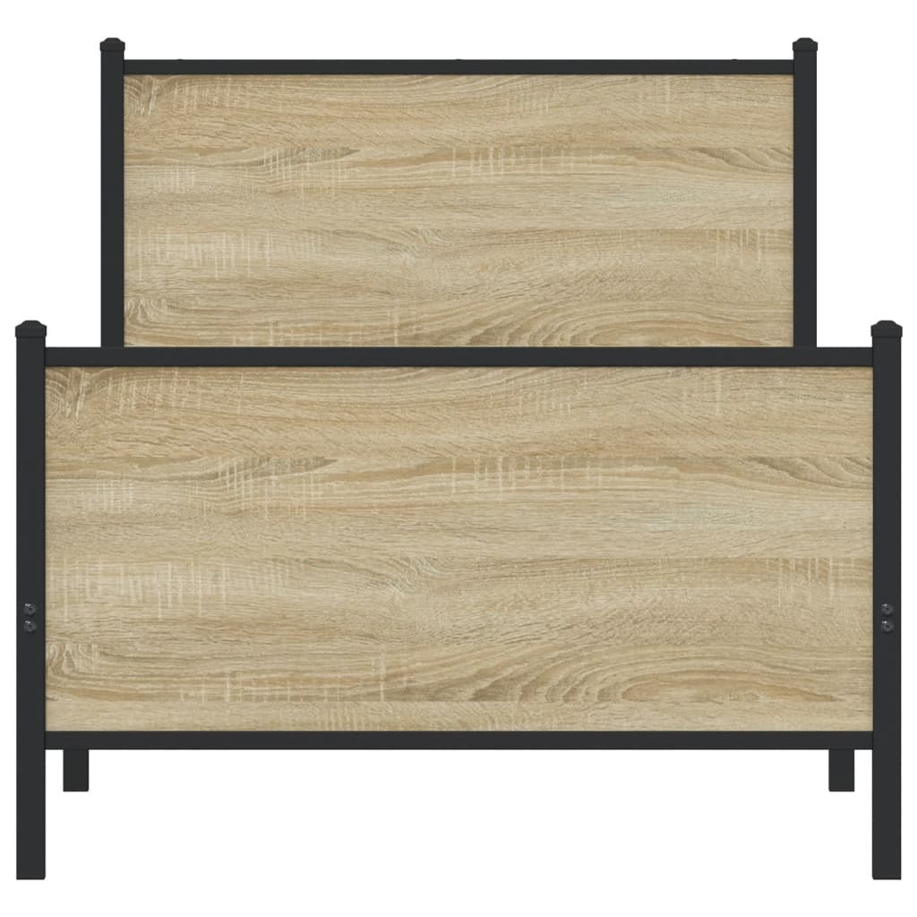 vidaXL Σκελετός Κρεβ. Χωρίς Στρώμα Sonoma Δρυς 90x200 εκ. Μεταλλικό