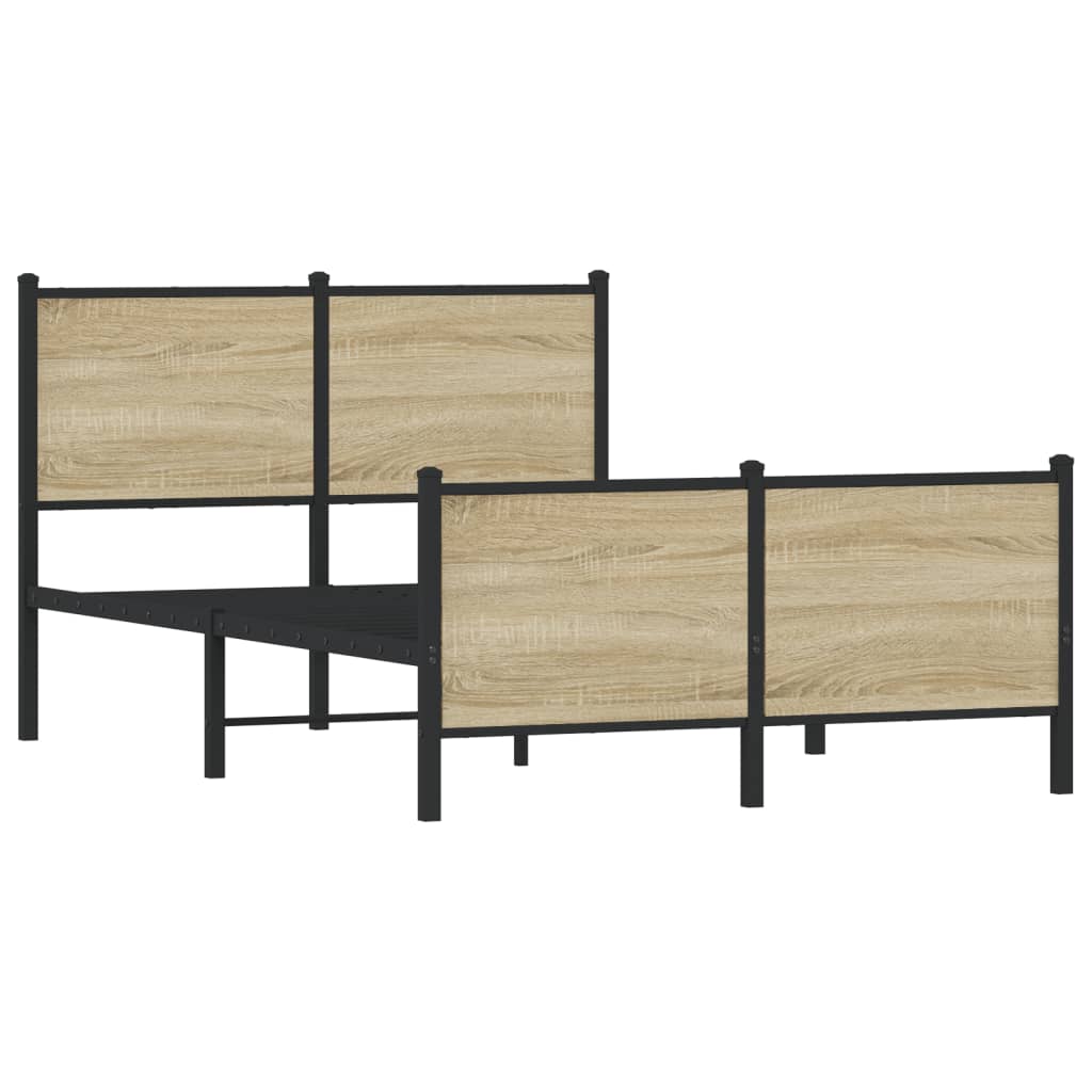 vidaXL Σκελετός Κρεβ. Χωρίς Στρώμα Sonoma Δρυς 120x200 εκ. Μεταλλικό