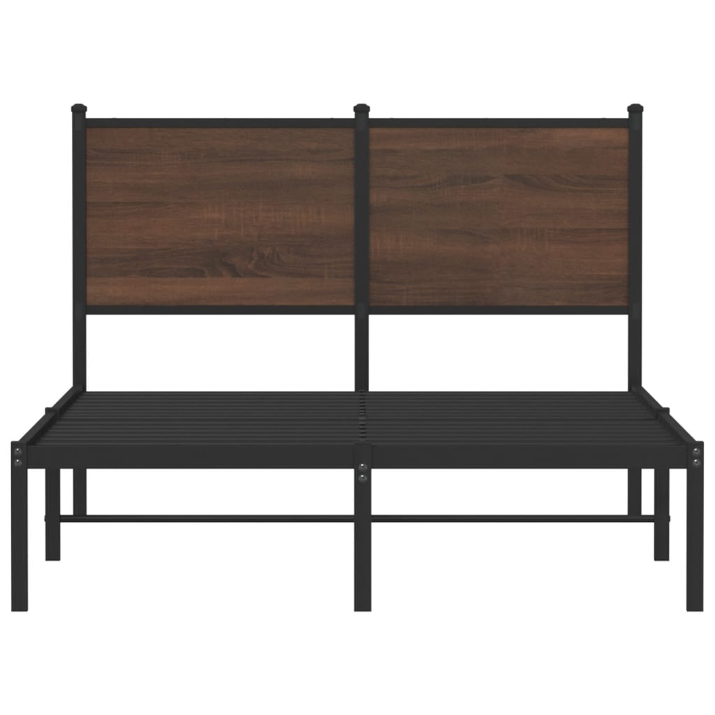vidaXL Μεταλλικό πλαίσιο κρεβατιού χωρίς στρώμα καφέ δρυς 120x190 cm