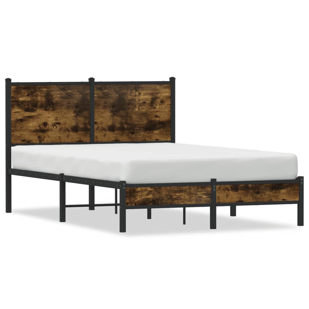 vidaXL Σκελετός Κρεβ. Χωρίς Στρώμα Καπνιστή Δρυς 120x190 εκ. Μεταλλικό