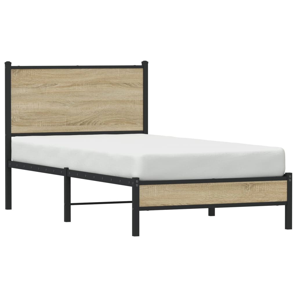 vidaXL Σκελετός Κρεβ. Χωρίς Στρώμα Sonoma Δρυς 80x200 εκ. Μεταλλικό