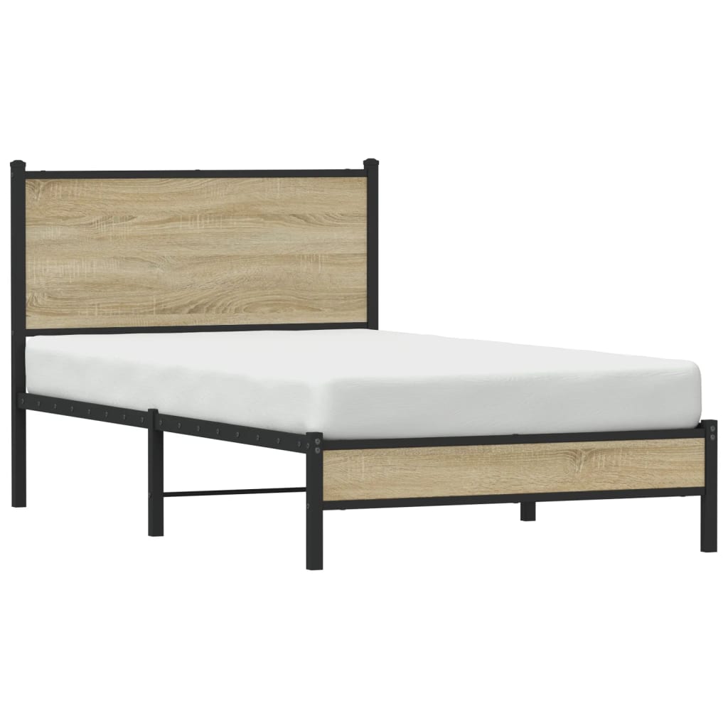 vidaXL Σκελετός Κρεβ. Χωρίς Στρώμα Sonoma Δρυς 100x190 εκ. Μεταλλικό