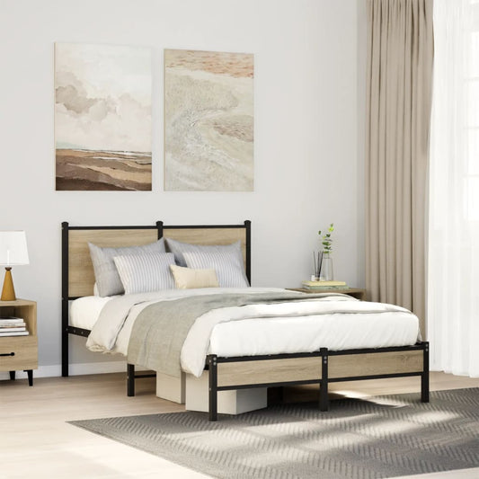 vidaXL Σκελετός Κρεβ. Χωρίς Στρώμα Sonoma Δρυς 120x190 εκ. Μεταλλικό