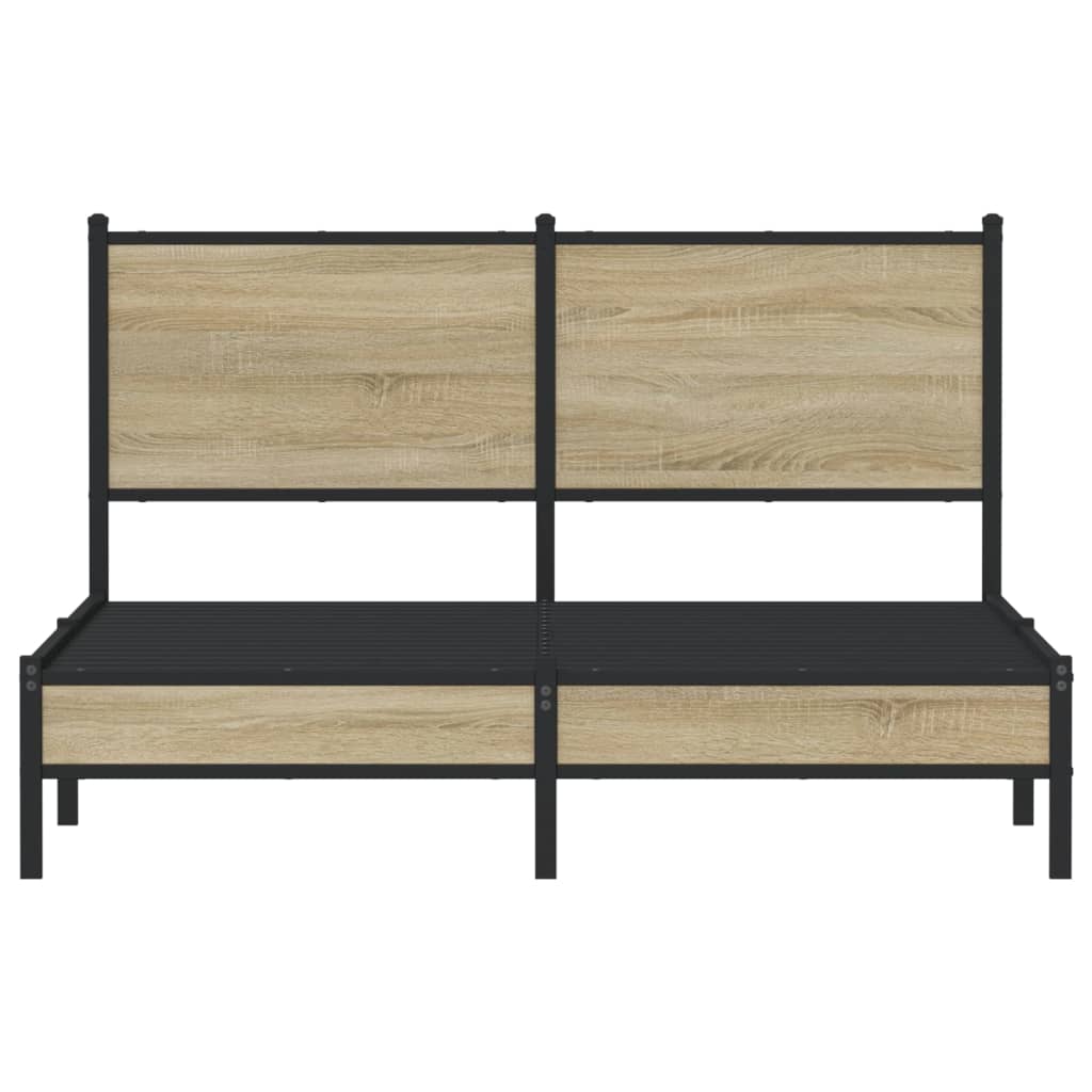vidaXL Σκελετός Κρεβ. Χωρίς Στρώμα Sonoma Δρυς 150x200 εκ. Μεταλλικό