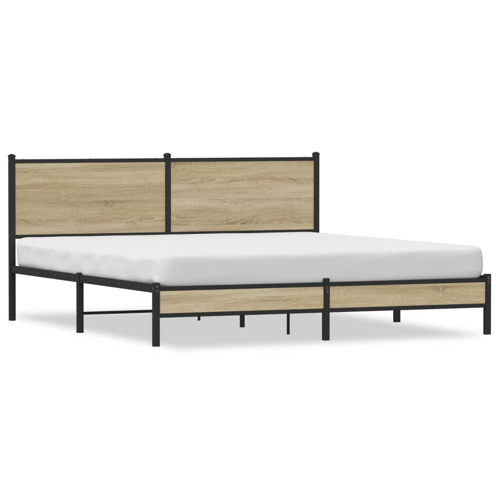 vidaXL Σκελετός Κρεβ. Χωρίς Στρώμα Sonoma Δρυς 160x200 εκ. Μεταλλικό