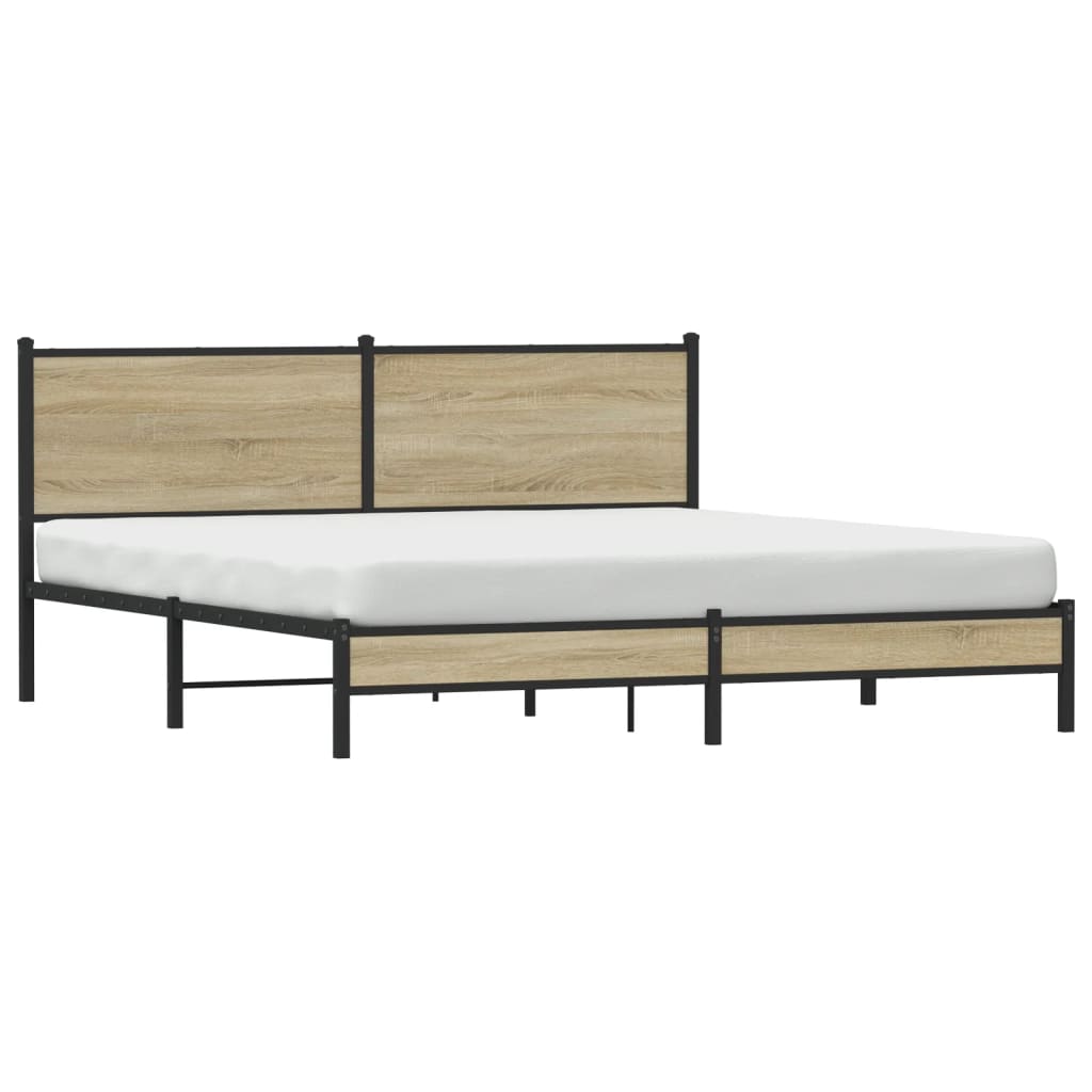 vidaXL Σκελετός Κρεβ. Χωρίς Στρώμα Sonoma Δρυς 160x200 εκ. Μεταλλικό
