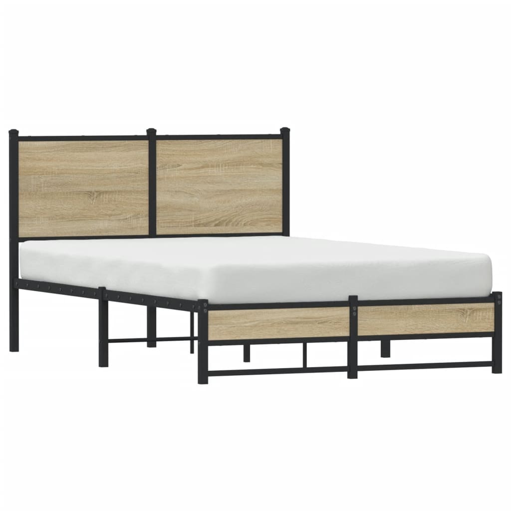 vidaXL Σκελετός Κρεβ. Χωρίς Στρώμα Sonoma Δρυς 120x200 εκ. Μεταλλικό