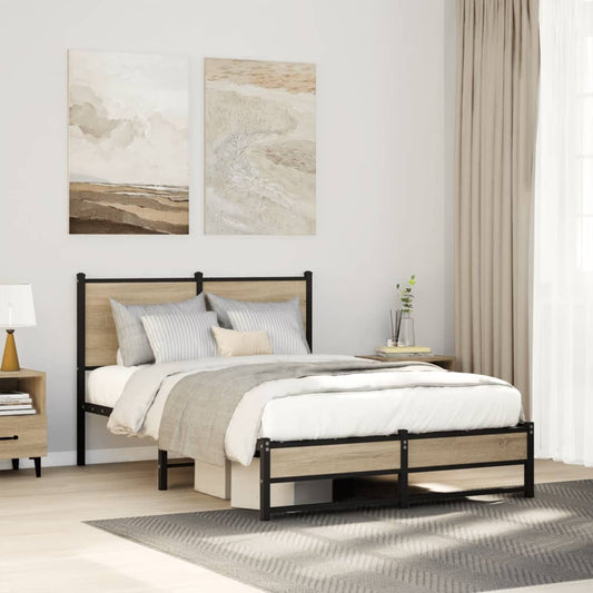vidaXL Σκελετός Κρεβ. Χωρίς Στρώμα Sonoma Δρυς 120x200 εκ. Μεταλλικό