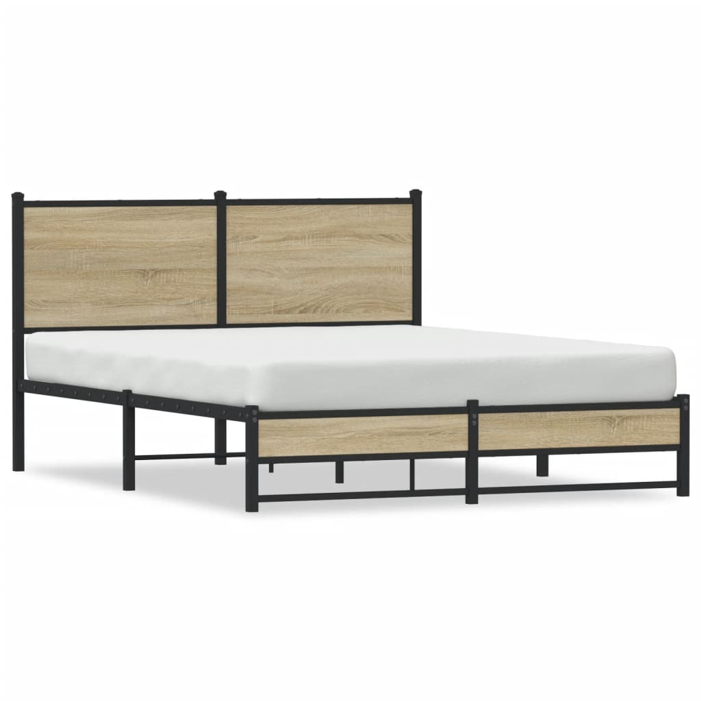 vidaXL Σκελετός Κρεβ. Χωρίς Στρώμα Sonoma Δρυς 140x200 εκ. Μεταλλικό