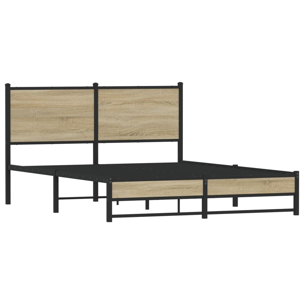 vidaXL Σκελετός Κρεβ. Χωρίς Στρώμα Sonoma Δρυς 140x200 εκ. Μεταλλικό