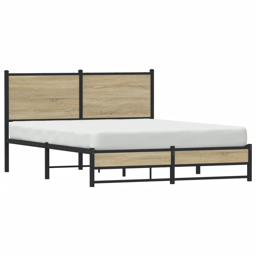 vidaXL Σκελετός Κρεβ. Χωρίς Στρώμα Sonoma Δρυς 140x200 εκ. Μεταλλικό