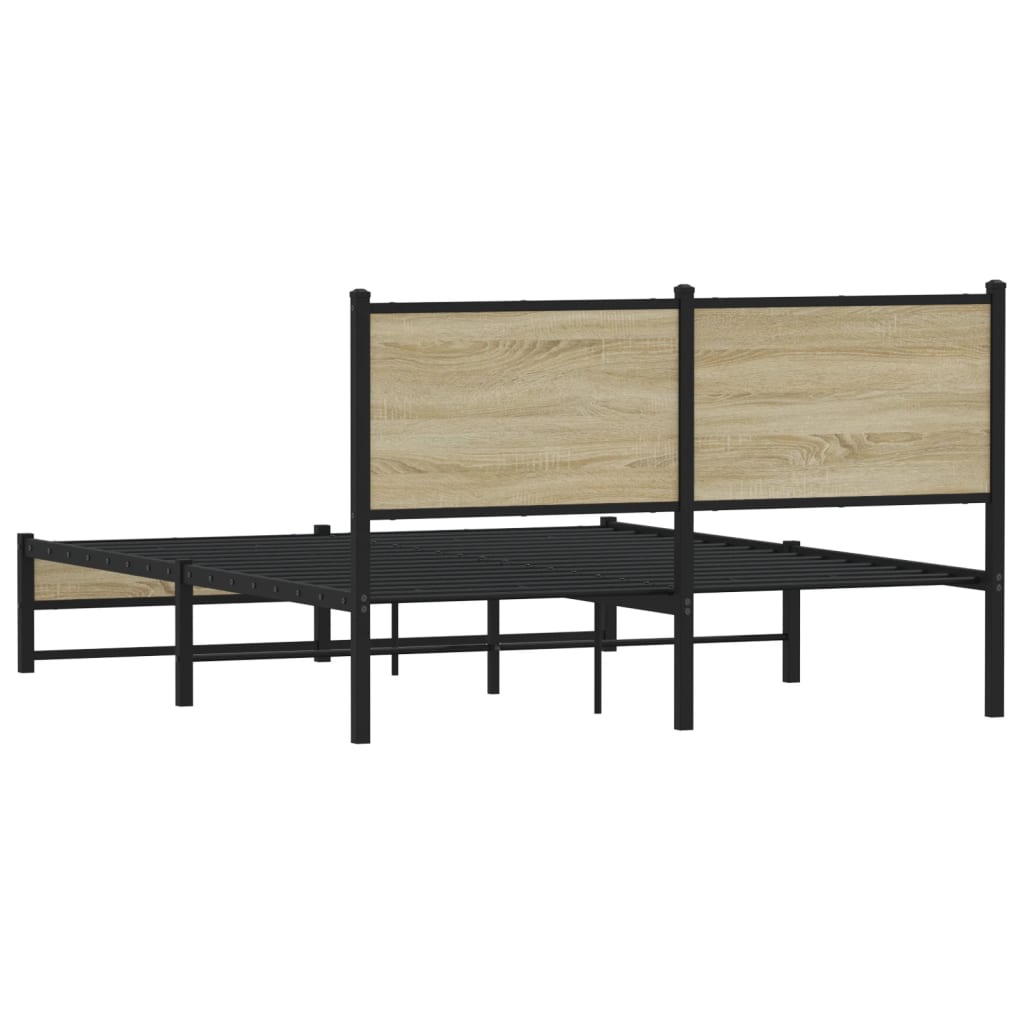 vidaXL Σκελετός Κρεβ. Χωρίς Στρώμα Sonoma Δρυς 140x200 εκ. Μεταλλικό
