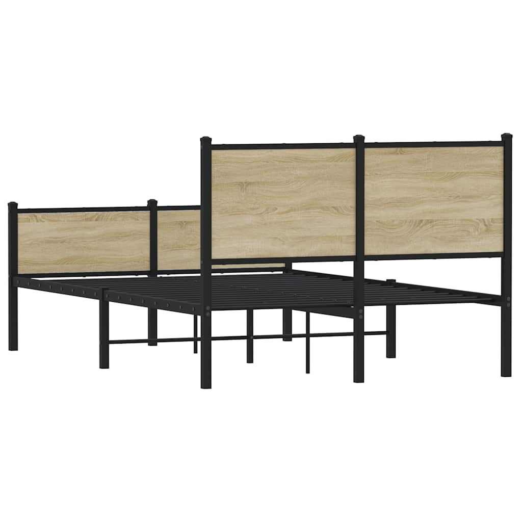 vidaXL Σκελετός Κρεβ. Χωρίς Στρώμα Sonoma Δρυς 120x200 εκ. Μεταλλικό