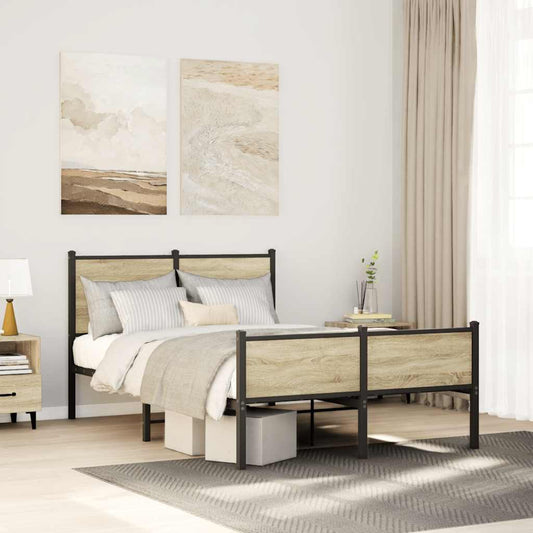 vidaXL Σκελετός Κρεβ. Χωρίς Στρώμα Sonoma Δρυς 120x200 εκ. Μεταλλικό