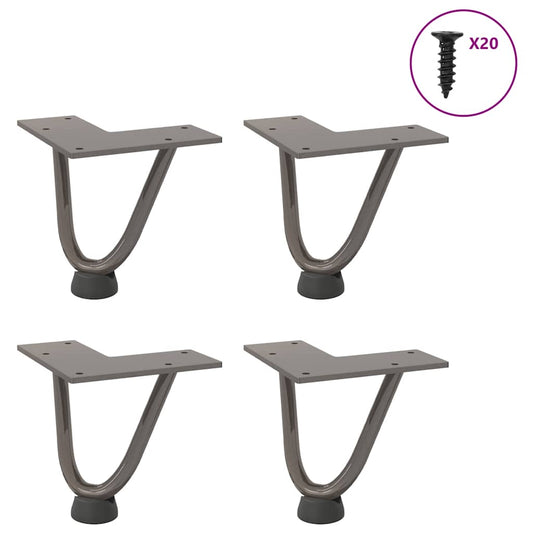 vidaXL Πόδια Φουρκέτας για Τραπεζάκι Σαλονιού 4 τεμ. από Φυσικό Ατσάλι 10 εκ. από Μασίφ Ατσάλι