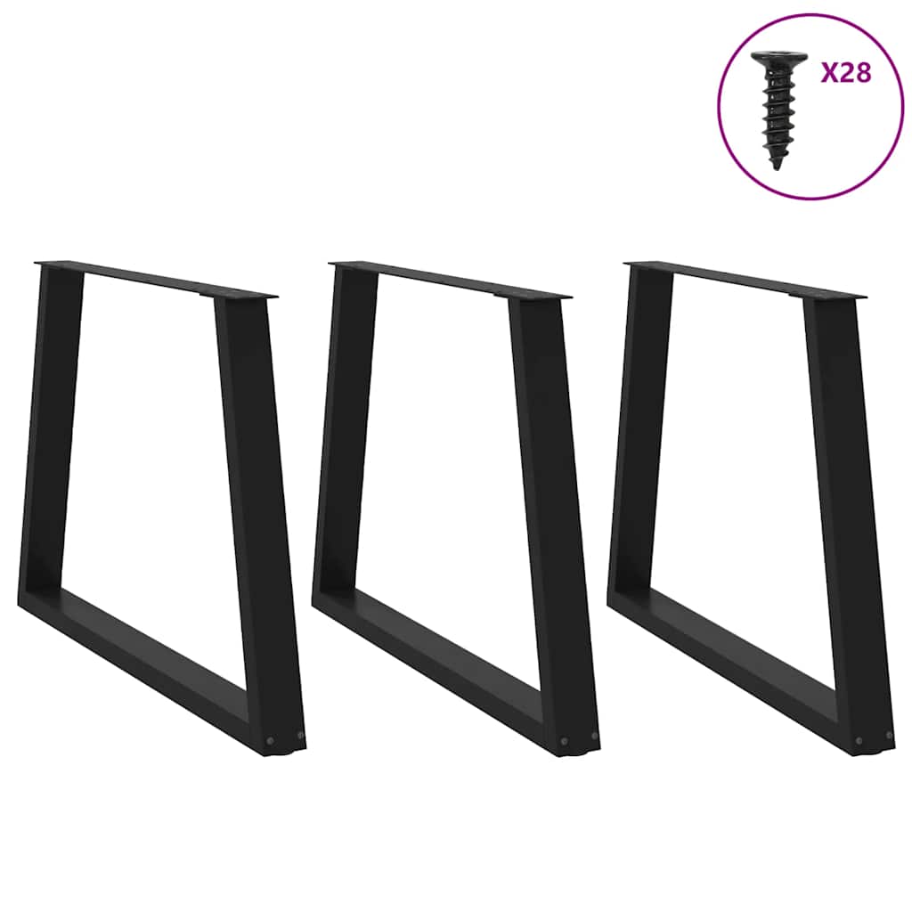 vidaXL Πόδια Τραπεζαρίας Σχήματος V 3 τεμ. Μαύρο 100x (72-73,3) εκ. Ατσάλι