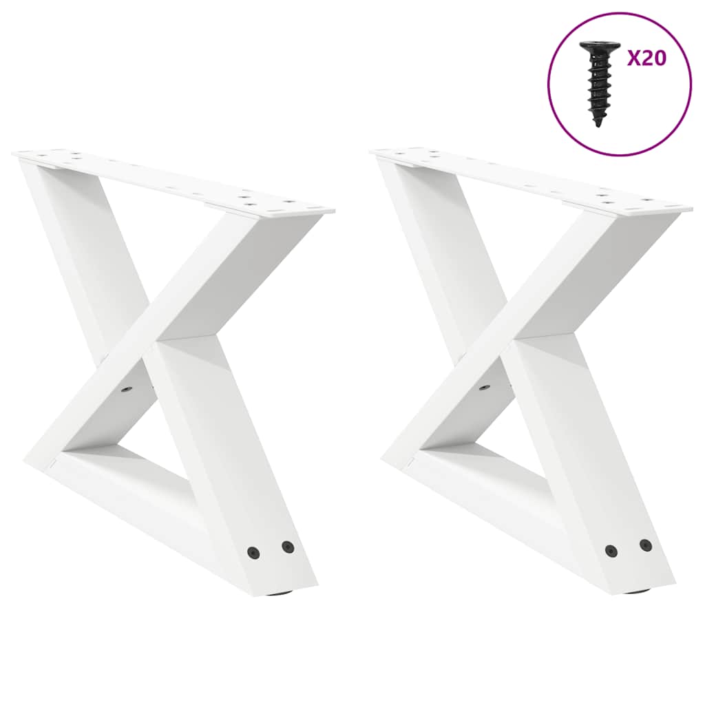 vidaXL Πόδια Τραπεζιού Σαλονιού 2 τεμ. Λευκά 60x(30-31,3) εκ. Ατσάλι